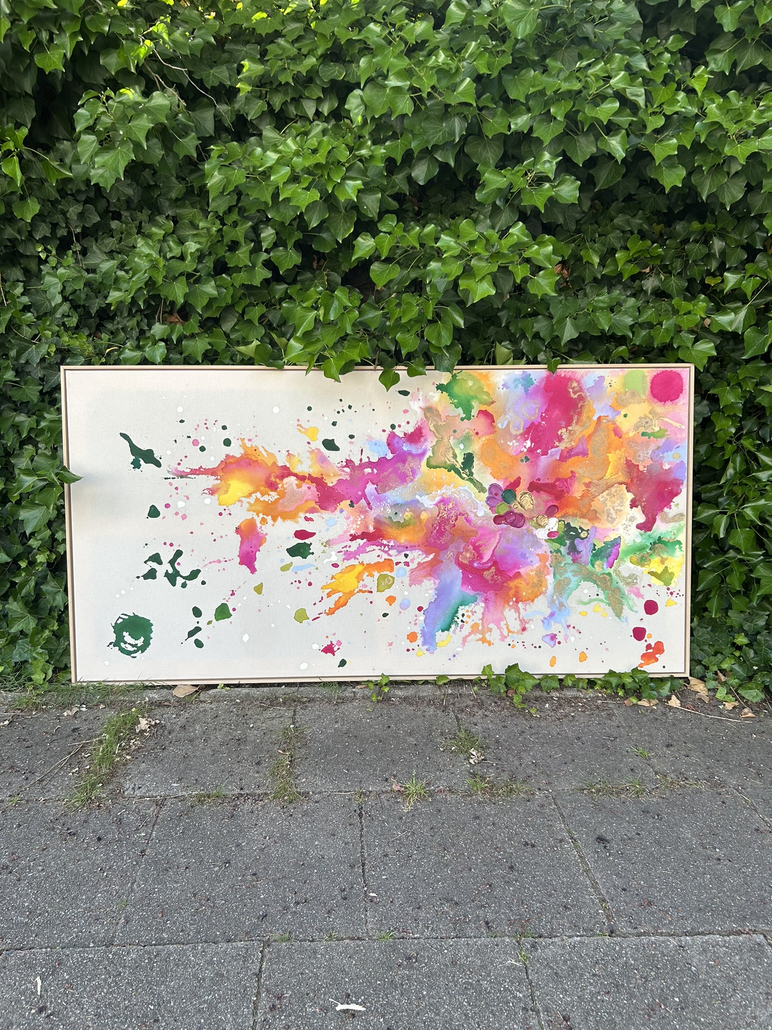 Ich lieb Leben viel zu sehr, 2025, Acryl und Gold auf roher Baumwollleinwand, Ansicht 5